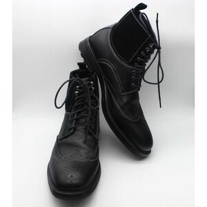 Vince Camuto Romand Wingtip Boots Men's‎ 10.5D Black Leather Brogue Dress
